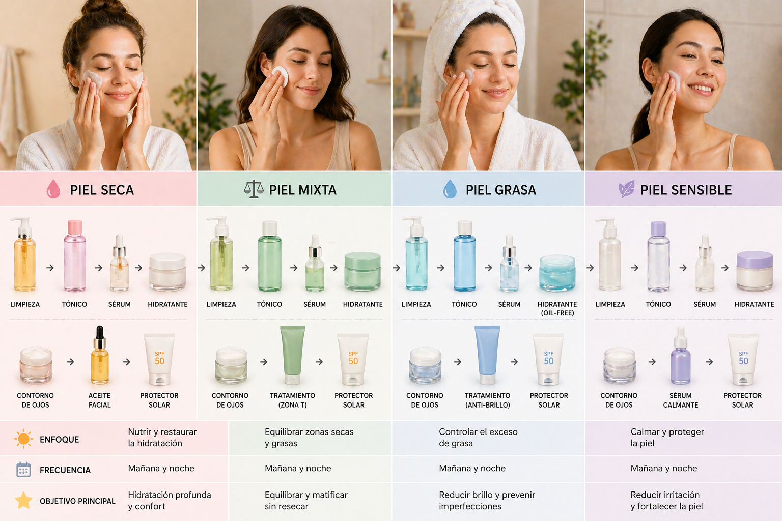 Rutinas para cada tipo de piel